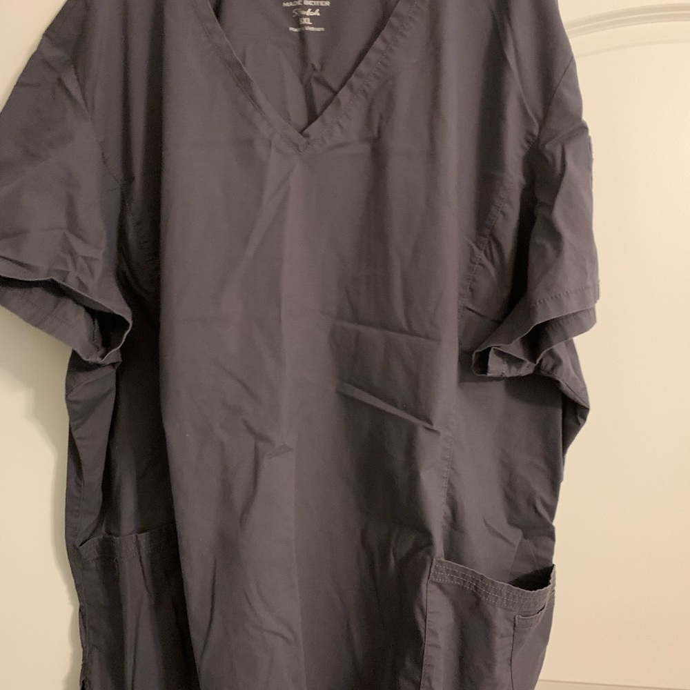 Landau Scrub Top-Dark Gray 5X